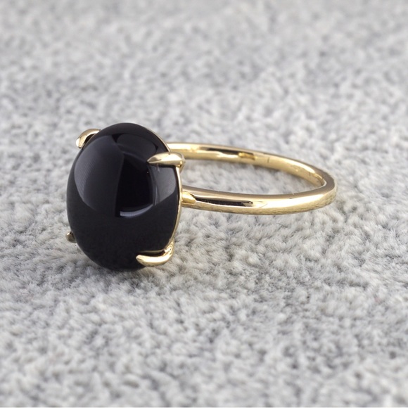 14kt Gold Ring Black Onyx Cabochon - Picture 1 of 4